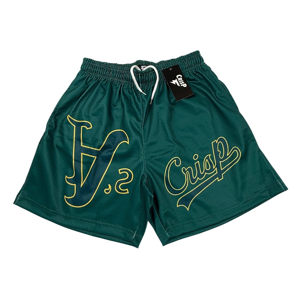 Crisp V.2 Mesh Basketball Shorts Mens Medium Green Yellow Graphic Athletic NEW